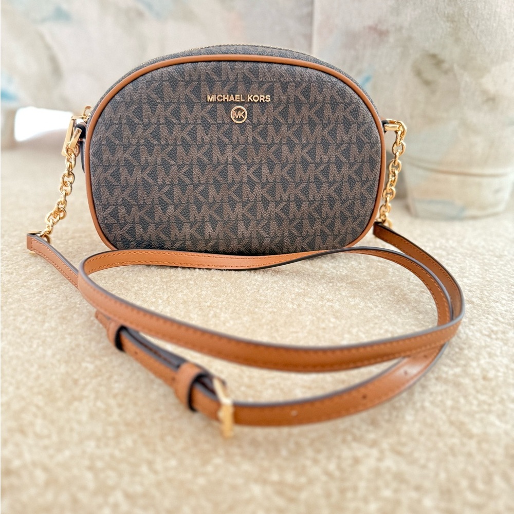 Michael Kors Brown Dome Crossbody Bag with Adjustable Strap